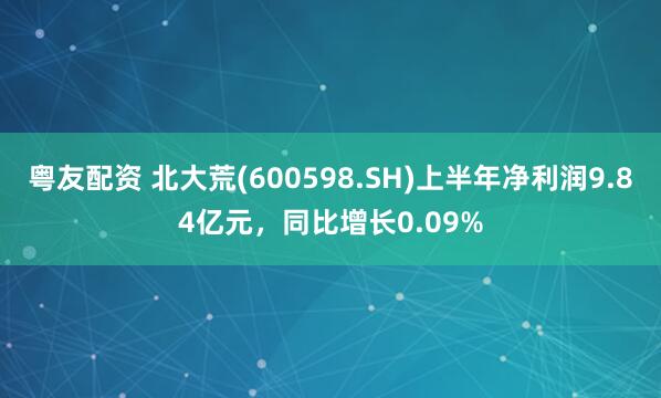 粤友配资 北大荒(600598.SH)上半年净利润9.84亿元，同比增长0.09%